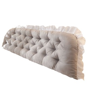 Soft Headboard Cushion Large Backrest Pillow For Reading Sleeping Girl <b>Sofa</b> Lumbar <b>Support</b> Solid Color Cotton Cover Polyester - Product Image 2