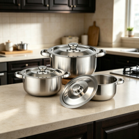 Ensemble de casseroles et poêles en acier inoxydable 6 pièces 16/18/20cm, comprenant poêle à frire, faitout et marmite à soupe, pour la cuisine