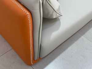 طقم أريكة حديث مربع الشكل بثلاثة مقاعد مصنوع من قماش ثنائي اللون متين مع وسائد مميزة مبطنة لغرفة المعيشة وديكور المنزل - Product Image 5