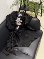 Blus Satin Sutra Mulberry 100% Wanita, Bordir Luneville Buatan Tangan, Kancing Katak, Gaya Cina Baru, Atasan Oriental Elegan