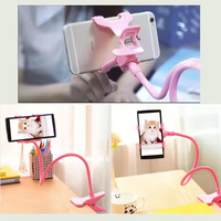 Support de téléphone portable double pliable réglable à 360 degrés, étanche, avec pince flexible, support paresseux pour bureau et lit