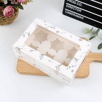 Boîte à pâtisserie pliable en carton avec 6 diviseur, emballage de petits gâteaux, biscuits, emballage pour pâtisserie, nourriture, Dessert, bonbons, vente en gros, 50 pièces
