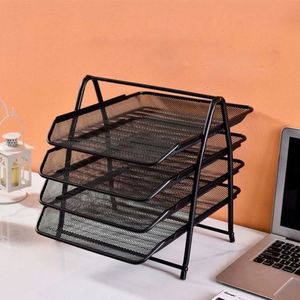Desk <b>Organizer</b> 4-Tier Metal Mesh <b>File</b> Rack Magazine Sorter Rack Document Holder for Office Home School - Product Image 4