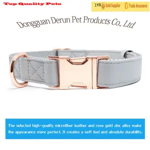 <span class=keywords><strong>Collar</strong></span> y Correa Ajustables para Perros de Alta Calidad, con Tacto Suave de Nailon y Hebilla Dorada Rosa - Product Image 2