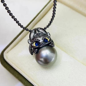 Colgante de Plata S925, Soporte Vacío para Accesorios DIY con Cuentas Redondas Planas de 11-13 mm, Collar Ocultador de Cuentas 31123 - Product Image 4