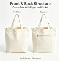 Sac en toile personnalisé avec logo, réutilisable, écologique, en coton, avec fermeture éclair et poche