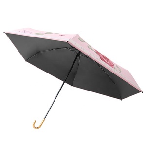 Mini parapluie portable avec un design à cinq plis Style minimaliste Adultes à double usage Jours de pluie ensoleillés - Product Image 5