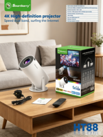 Mini projecteur HT88 2K avec haut-parleurs intégrés, WiFi sans fil, LCD portable, Android 11, système de cinéma maison, 120 lumens, 8 Go/1 Go
