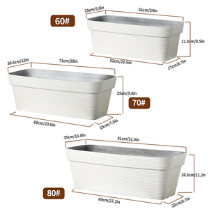 Maceteros rectangulares largos de <span class=keywords><strong>resina</strong></span> plástica al por mayor de estilo nórdico, maceta cuadrada grande para exteriores con orificio de drenaje para jardín y Patio - Product Image 2
