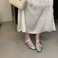 Chaussures de soirée douces pour l'automne, talons compensés de 3 cm, légères, à bout carré, basses, style Mary Jane, dessus en microfibre, semelle extérieure en caoutchouc, Nouveauté 2026, style français