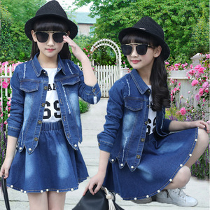 Coreano 2pcs dei <span class=keywords><strong>jeans</strong></span> insieme del pannello esterno dei capretti dei bambini vestiti delle ragazze vestiti 6-12 anni - Product Image 3