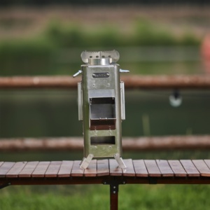 Fornello da campeggio portatile <span class=keywords><strong>a</strong></span> bruciatore singolo in acciaio inox con custodia per il trasporto di <span class=keywords><strong>legna</strong></span> da ardere per escursioni e Picnic - Product Image 6