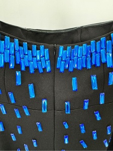 OUDINA Nuevo Vestido Largo Maxi de Noche Elegante con Cuentas y Diamantes Azules, sin Tirantes, Talla Grande - Product Image 6