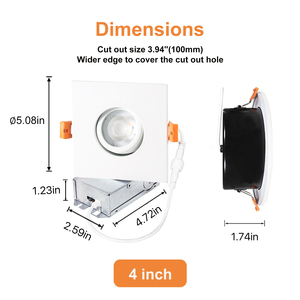 4 inch vuông 7W 13.5W chống chói Trần lõm hiện đại COB <span class=keywords><strong>LED</strong></span> downlights cho văn phòng nhà - Product Image 2