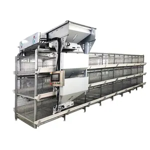 Jaula de gallinas para granja avícola de 3 a 5 niveles tipo H con sistema automático de alimentación/limpieza de estiércol