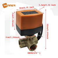 Vanne à boisseau sphérique en laiton Winvall 1/2'' 3/4'' 1'' électrique 3 voies pour le contrôle du débit d'eau PN20 avec actionneur motorisé WRA-6320