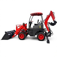Multifunktionaler Mini-Bagger mit Frontlader und Anbaugeräten, Gabelstapler, 4x4 Radlader-Bagger zum Verkauf