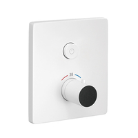 Ensemble de robinetterie de douche monofonction en laiton, design moderne, montage mural, bouton blanc, douche thermostatique