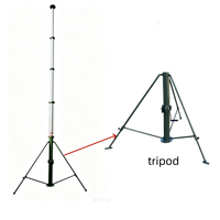 Tiang Antena Teleskopik Manual Ringan dari Paduan Aluminium 5m 8m 12m dengan Engkol dan Dudukan Tripod