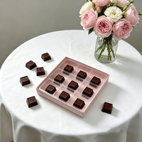Boîte en papier rose à 21 compartiments, boîte avec couvercle et base, boîte d'emballage pour chocolats, truffes, gâteaux et brownies, pliable