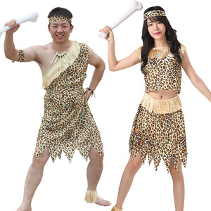 Costume de performance pour adultes, homme et femme, style aborigène africain, homme primitif, imprimé léopard indien, costume sauvage - Product Image 3