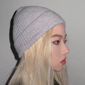 Sombrero de lana de color puro americano, versión coreana de otoño e invierno, para mujer, piel de melón, cálido y frío