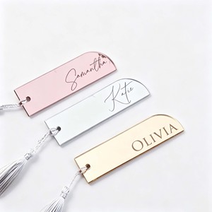 Étiquettes en acrylique personnalisées, marqueurs nominatifs gravés sur mesure pour la décoration de table de mariage, marque-pages, cadeaux - Product Image 2