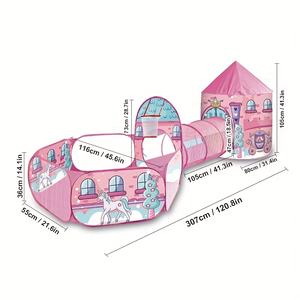 เต็นท์บ้านเด็กเล่นพกพา 3-in-1 ปราสาท<span class=keywords><strong>ส</strong></span>ีชมพู เต็นท์ทรงกระโจม <span class=keywords><strong>ส</strong></span>ำหรับเล่นในร่มและกลางแจ้ง บ้านเจ้าหญิงพร้อมอุโมงค์ - Product Image 5