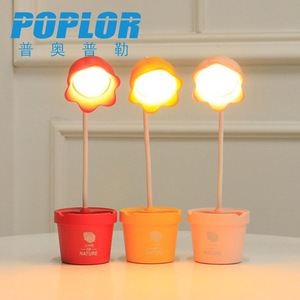 Lampe de bureau LED Poplor 5W à commande tactile, intensité réglable, alimentée par batterie, avec porte-stylo et support pour téléphone, pour l'étude des étudiants - Product Image 2
