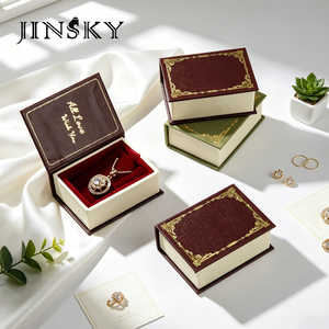 กล่องใส่แหวนสไตล์จดหมายรักย้อนยุค JINSKY กล่องกำมะหยี่หรูหราแบบแม่เหล็กพับได้ขนาดเล็ก กล่องใส่เครื่องประดับ GC-01 กวางตุ้ง - Product Image 5