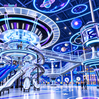 Équipement de parcours de cordes intérieur, thème robotique, centres de divertissement familial dynamiques, toboggan aquatique, piscine à balles océaniques personnalisée