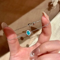 Bracelet Femme Mini Pigeon-Eye en Tungstène Bleu Néon, Accessoire Fin de Luxe Léger, Idéal pour le Quotidien et la Superposition, Diamant Rose