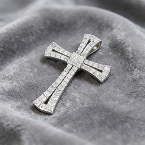 CUSTOM SILVER 10K/14K/18K GOLD PLATED LAB GROWN CVD DIAMOND CLASSIC ENGAGEMENT GIFT SWEATER <b>CHAIN</b> NECKLACE <b>CROSS</b> PENDANT - Product Image 4
