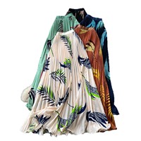 Jupe longue plissée taille haute à imprimé floral pour femme, coupe trapèze, élégante et décontractée pour l'été, les vacances ou le bureau, vente en gros