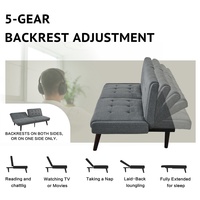 Sofá Cama Convertible de 63 Pulgadas, Color Gris, Respaldo Ajustable en 5 Posiciones, Sofá Moderno para Sala de Estar
