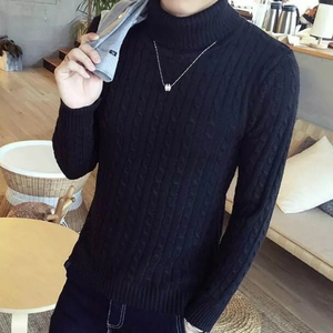 Áo len cổ lọ nam len dệt kim áo len nam dáng rộng áo len nam phong cách Hàn Quốc màu trơn áo len xoắn - Product Image 3