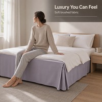 Jupe de lit lavable en machine en microfibre brossée anti-boulochage, avec volant anti-poussière enveloppant, coins fendus et bande élastique