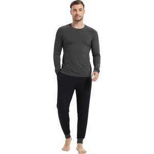 Ensemble de pyjamas pour hommes, manches longues, vêtements de nuit doux en tricot avec poches, tissu en coton de bambou, extensible, confortable, vêtements de nuit pour hommes - Product Image 1