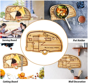 Juego de Tablas de Cortar de Bambú para Acampar, Ecológicas y Duraderas, con Ranuras para Jugo y Orificio para Colgar, para Carne, Verduras, Queso, Regalos para Campistas - Product Image 3