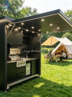 Cuisine extérieure modulaire Skyacross Container Factory : station de grillade, armoire de rangement, évier, pod BBQ professionnel pré-assemblé