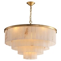 Lustre LED de surface en marbre, style postmoderne français, luxe léger, pour hôtel, salon, salle à manger et chambre, design vintage américain