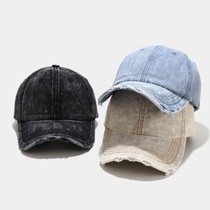 Casquette de baseball unisexe Peige BQM-020 2025 nouvelle collection, en jean délavé et vieilli, 6 panneaux, 100 % coton, bleu vintage délavé, style décontracté - Product Image 1