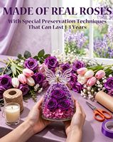 Roses éternelles pour la fête des mères et les anniversaires avec figurines d'anges en verre - Coffret cadeau de fleurs fraîches éternelles pour femmes et mamans