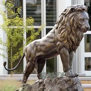 Patung Singa perunggu kustom cetakan hewan taman patung singa perunggu antik