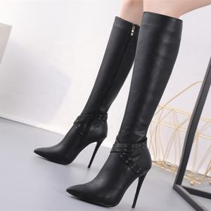 Bottines sexy à bout pointu, doublure courte en peluche faite à la main, bottes hautes pour femmes, mode, bande croisée, fermeture éclair latérale, <span class=keywords><strong>taille</strong></span> plus <span class=keywords><strong>43</strong></span> - Product Image 1