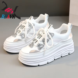 รองเท้าผ้าใบผู้หญิงแบบหนาพื้นหนา แฟชั่นเทนนิส ราคาถูก สไตล์ลำลอง สำหรับวิ่ง เล่นสเก็ตบอร์ด พร้อมส่ง - Product Image 3