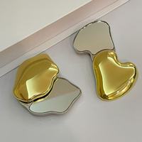Tendance Or Argent Métal Mini Miroir Moderne Nuage En Forme De Coeur Voyage Cosmétique Maquillage Portable Conception Artisanat Logo Personnalisé Cadeaux