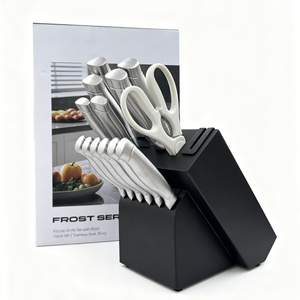 Juego de Cuchillos de Cocina Premium de 14 Piezas de Acero Inoxidable, Cuchillos de Carnicero y Chef, Mangos Ambidiestros, Hojas Pulimentadas, Madera - Product Image 6