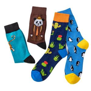 Kaus kaki lucu desain Korea katun kasual pria kaus kaki lucu Fashion keren motif hewan Panda penguin kaktus harimau bersirkulasi musim gugur kaus kaki uniseks - Product Image 5