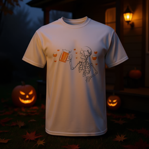 Camiseta de Halloween con estampado digital de manga corta y cuello redondo para adultos, unisex, con la frase "This Is My Costume Give Me A Beer Dad" - Product Image 3